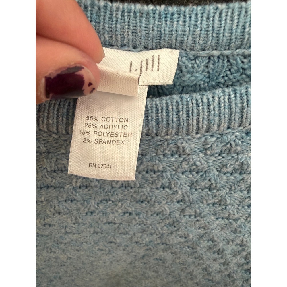 J. Jill Womens Light Blue Textured Knit Button Side Pullover Sweater Medium - Picture 4 of 4